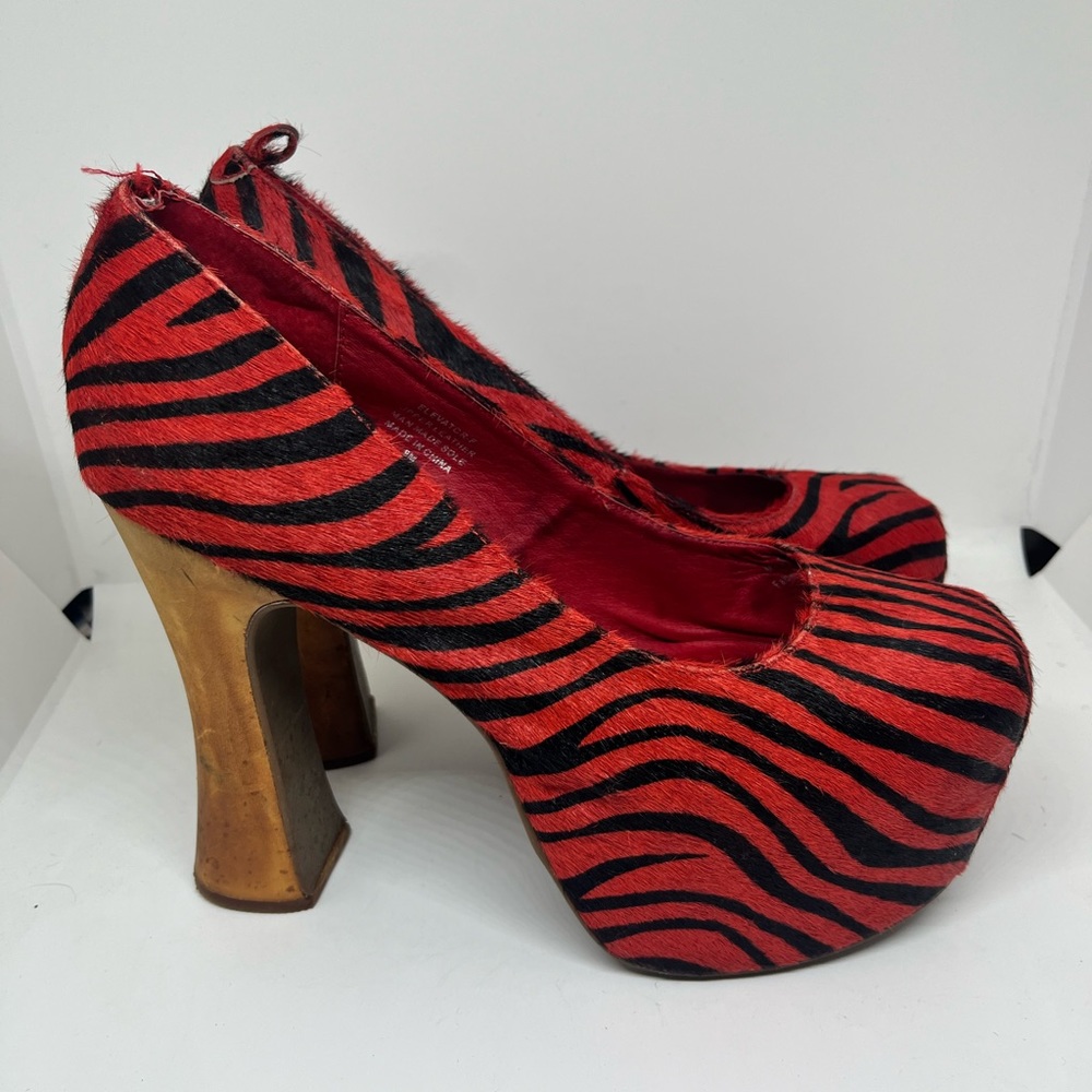Jeffrey Campbell Elevator Red Zebra Wooden Platforms